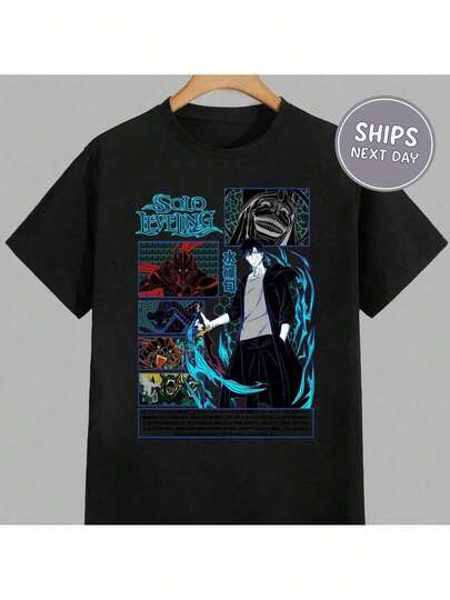 ofertas y liquidaciones Solo Leveling Camiseta Gráfica de Anime - Arte Manga de Sung Jinwoo, Camiseta Unisex de Algodón 100%, Suave y Transpirable, Camiseta de Manga Corta con Impresión por Sublimación, Tallas S-2XL para Uso Casual y Fans de AnimeLoose, casual and versatile top T-shirt