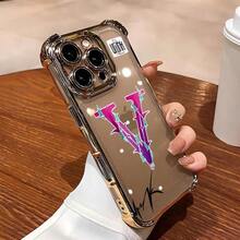 Custodia per telefono con design alla moda V-Vrunks, compatibile con 16, 15, 15 Pro, 14, 13, 13 Mini, 11, 12, XS Max, XR, X, 7 Plus, con angoli placcati, compatibile con custodie per iPhone 17, 17 Pro, 17 Pro Max