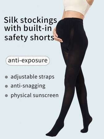 1 PC Minimalist Solid Color Pantyhose - Women's High - Waisted Thin Silk Stockings For Spring And Autumn, Super Elastic Slim - Fitting Tights, Sexy And Figure - Flattering Leggings (Suitable For 15 - 25℃)