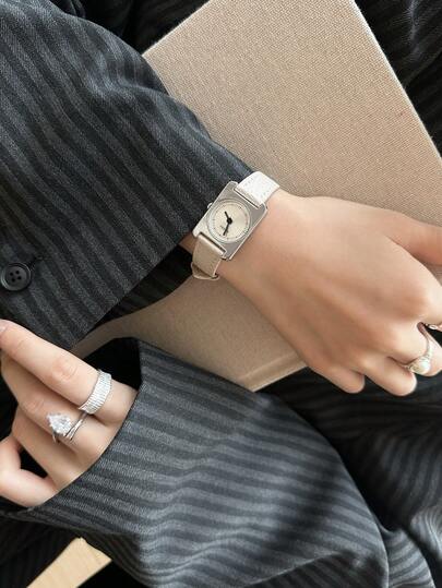 SUNLIFEX 1Pc Retro-Inspired Minimalist Casual Women's Watch,Elegant Square Case, Pu Leather Strap, Delicate And Charming Small Dial With Decorative Hour Markers Perfect For Everyday Wear, Birthday Gifts, Parties, Holiday Gatherings, And As The Ideal Gift For Yourself Or Friends