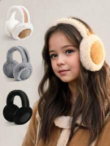 1pc Kids Winter Ear Muffs, Warm Plush Ear Warmers For Boys & Girls, Foldable Ear Covers For Cold Weather