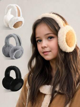 1Pc Kids Winter Earmuffs Warm Ear Muff Girls Boy Cute Furry Ear Warmers Foldable Ear Covers For Cold Weather