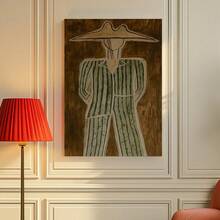 1pc Framed Figure In Hat Art, Ideal For Adding An Artistic Vibe To Living Rooms, Bedrooms Or Art - Themed Spaces, Suits Art Enthusiasts, Wall Arts, Posters Home Decoration Materials For Bars, Restaurants, Cafes Pubs, Room - Nhiều màu - Xem 4