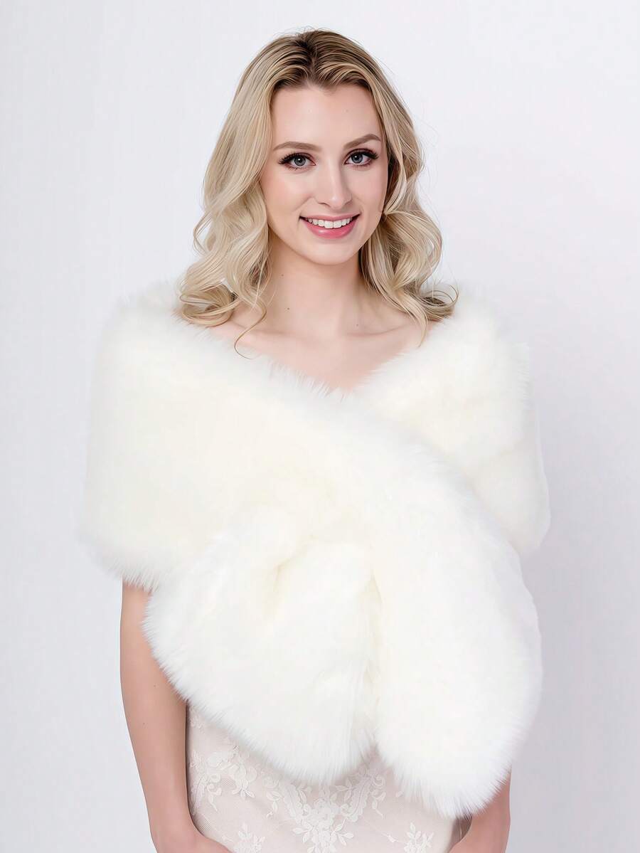 1 pezzo Scialle da donna con collo morbido e soffice, adatto per abiti da sposa autunno/inverno e uso quotidiano - Multicolore - Visualizzare 1