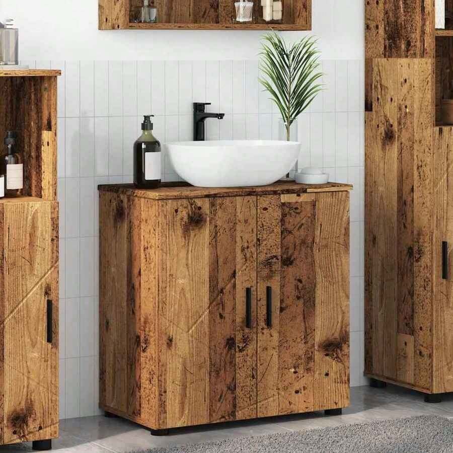 Ohne Eingebautes Waschbecken-Badezimmer Schrank Altholz 61 X 35 X 64 Cm Holzwerkstoff-XY98278