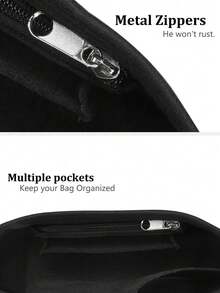 1pc Inner Bag Storage Bag,Felt Insert Purse Organizer With Zipper,Tote Handbag Liner Bag,Support Travel Portable Insert Purse Organizer,Makeup Bag,Handbag Inner Bag ,Large Capacity Support Bag ,Inner Lining Beige Multi Grid Felt Inner Bag Storage Bag,Simple Bag Middle Bag ,Sorting Storage Bag ,Makeup Bag Bag Organizer Winter(S/M/L/XL Size) - Multicolor - View 7