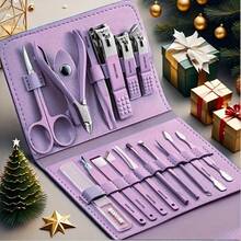 16-Piece Premium Stainless Steel Manicure And Pedicure Set - Modern Style Nail Clipper Set With Straight-Edge Nail File, Ear Pick, And Scissors - Professional Travel Beauty Care Set