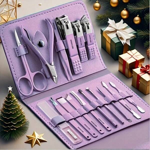 16-Piece Premium Stainless Steel Manicure And Pedicure Set - Modern Style Nail Clipper Set With Straight-Edge Nail File, Ear Pick, And Scissors - Professional Travel Beauty Care Set