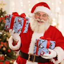 Hockey Santa Wrapping Paper Roll, Roll, Santa Playing Hockey With Snowy, Blue Holiday Wrap, Teens, Hockey Fans, Xmas Gifts, 17 Inchesx 16.4 Feet - Hockey Santa - View 6