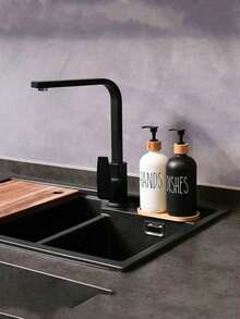 2pcs Bamboo Pump Head Glass Bottle With Tray, Press-Type Tabletop Washing Liquid Bottle, Bathroom Disinfection Hand Sanitizer Container, Soap And Liquid Distribution Bottle, Shampoo And Shower Gel Empty Bottle, Bathroom Accessories, Home Decoration, Bottle Body Arbitrary Decal. Household Goods