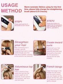 GENAI 便携式无线直发梳，女士热风直发梳，轻巧便携 - 彩色 - 查看 10