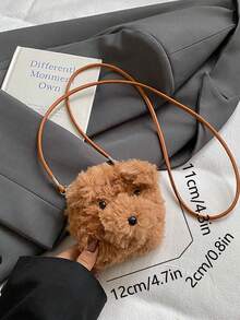 Boy And Girl Crossbody Bag Single Shoulder Bag Cute Furry Little Bear Backpack New Autumn And Winter Cute Little Bear Crossbody Bag Large Capacity Armpit - Brown - View 8