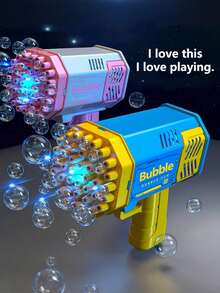 40 Holes Colorful Lights Automatic Bubble Machine Blaster Perfect For Summer Outdoor Lawn Parties Playset Romantic Weddings 4th Of July Christmas Boy Girl Halloween Birthday Gifts For Kids Favor Wubble Activity Toddler Outdoor Water Games Bubbles Toys - 顏色隨機 - 查看 4