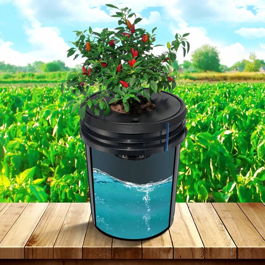 DWC Hydroponic System, 5 Gallon 8 Buckets Deep Water Grow Bucket, Hydroponic Grow Kit With Pump, Air Stone & Water Level Device, For Indoor/Outdoor Leafy Vegetables - 查看 1