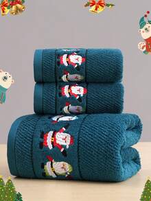 QIBHI 3/2/1 pieza Toalla de baño decorativa bordada con Papá Noel, regalo de Navidad, fiesta de parejas, toallas de ducha para el hogar, salón de belleza, hotel y deporte, artículos esenciales para el hogar, toalla, toalla de baño para el cuidado de la piel - Multicolor - Ver 12