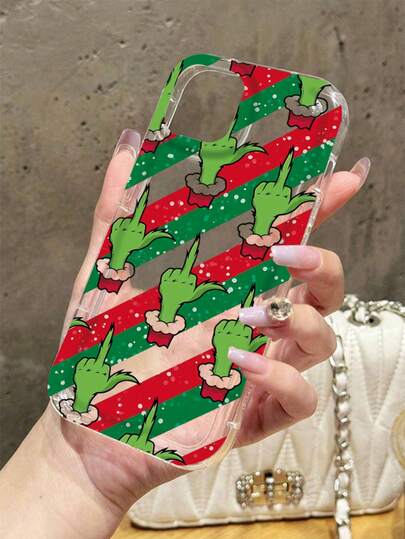 1 pieza Funda de teléfono transparente con amortiguación de aire y diseño personalizado de elemento de gesto creativo de Navidad compatible con iPhone11, 11Pro, 11ProMax, 12, 12Pro, 12ProMax, 13, 13Pro, 13ProMax, 14, 14Pro, 14PLUS, 14ProMax, 15, 15Pro, 15PLUS, 16, 16Pro, 16ProMax, 16PLUS, 17, 17Pro, 17Air, 17ProMax