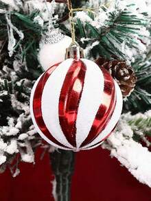 6 pezzi, Palline di Natale, Serie Rosso e Bianco, Stile Dipinto, Decorazioni Sospese per Albero di Natale, Palline di Natale per Centro Commerciale, Natale, Decorazioni Natalizie, Gadget per Feste di Natale, Oggetti Strani, Decorazione per la Stanza, Decorazione d'di Tendenza - Multicolore - Visualizzare 3