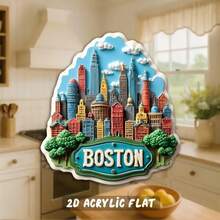 1pc 2D City Landscape Refrigerator Magnet - Suitable As Holiday Gift For Friends, Multiple Acrylic And Rubber Soft Magnets Fit For Metal Doors, Fridges, Storage Cabinets - Creative Home Decor Gift For Travel Lovers, New Year, Graduation, Anniversary, Christmas, Thanksgiving - Multicolor - View 5