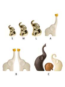 1 peça ornamento de cerâmica em forma de elefante, ornamento dourado para decoração de casa e escritório, como mesa, estante, armário de TV, melhores presentes de aniversário - Ouro - Ver 10