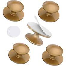 5 - Pack Self - Adhesive Cabinet Knobs, No - Drill Self - Stick Drawer Knobs Dressers, Kitchen, Glass Cabinets, Closets - Strong Adhesive Round Stainless Steel Stick On Handles 5, Gold - 5+金 - 查看 9