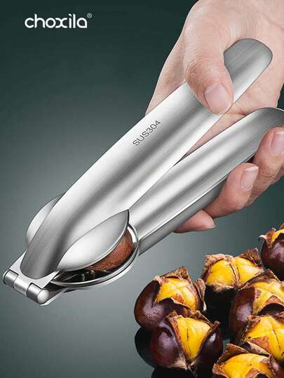 choxila 1pc Stainless Steel Nut & Chestnut Cracker, Dried Fruit Peeler And Sheller, Walnut Pliers, Metal Nut Opening Pliers, Chestnut Opener, Dried Fruit Opener, Rust-Proof Kitchen Tool, Suitable For Home And Kitchen Use