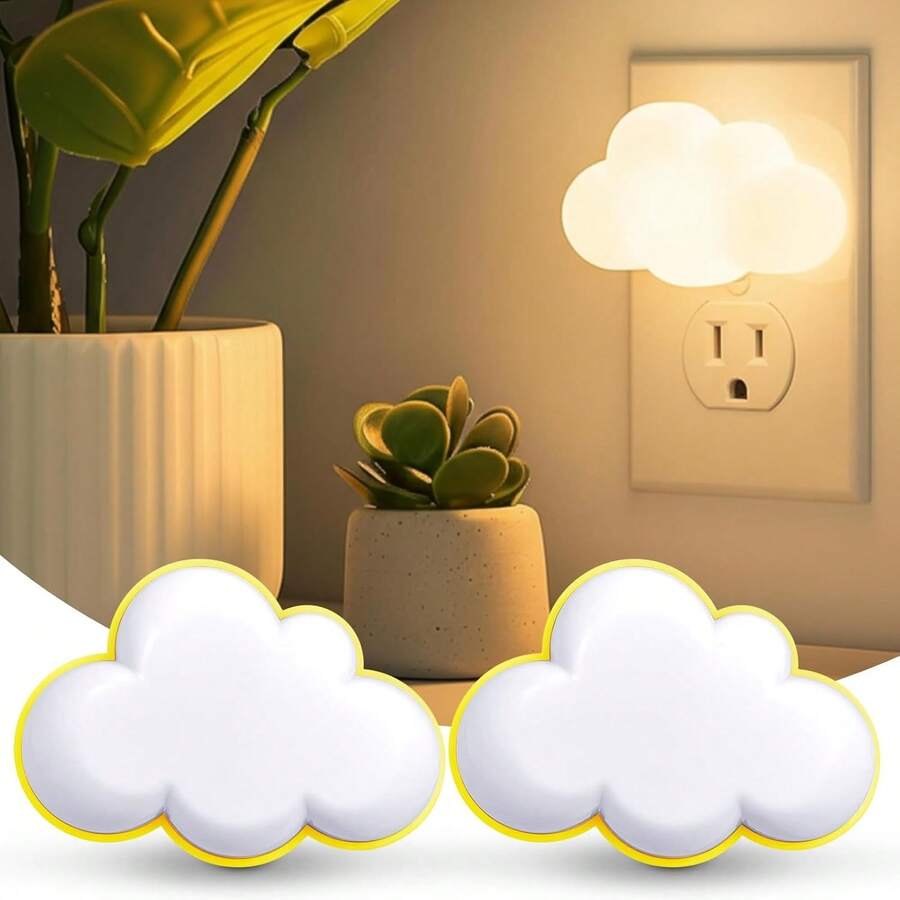 Smart 4pcs Night Lights - Plug-In With Dusk-To-Dawn Sensor - Automatically Turn On And Off For Bedroom, Bathroom, Hallway, Kitchen - 雲朵 - 查看 1