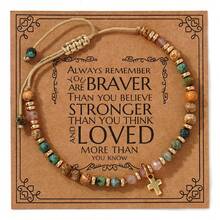 Luxury Gold Spacer Cross Beaded Bracelet, Polished Stone & Turquoise Accent, Versatile Accessory For Everyday Wear