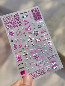 1片装奢华水晶钻石美甲贴纸，日式十字美甲贴纸，DIY美甲配件贴纸，美甲装饰贴纸，美甲用品，美甲贴纸 - 淺粉色 - 查看 2