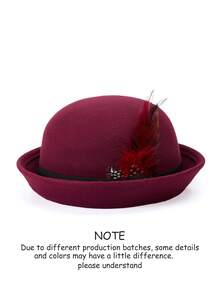 1 pieza Sombrero de playa unisex de protección solar de unicolor, casual, de poliéster (poliéster) con plumas naturales, adecuado para todas las estaciones