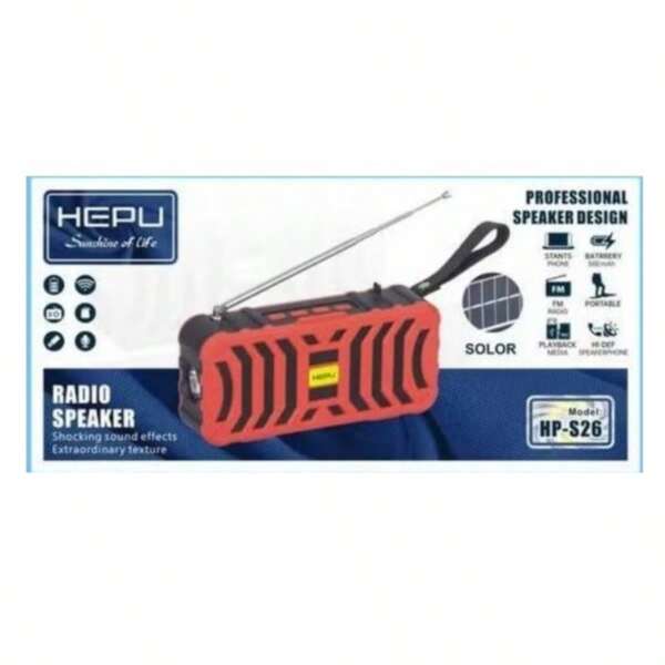 Altavoz portable multifuncional con energía solar | Radio + Linterna portátil Hepu s26