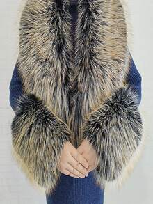 1. Faux Fur Collar & Cuff Set, Warm Faux Fur Scarf, Fluffy Oversized Furry Shawl Wrap For Women In Winter, Suitable For Dresses, Christmas Decoration - Multicolor - View 43