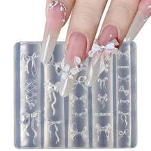 Plantillas de uñas con forma de mariposa, moldes de lazos para uñas, diversos moldes de silicona con forma de lazo para uñas, lazos de cinta con forma de corazón para uñas, moldes de arte de uñas DIY, modelos de grabado 3D - Perfectamente adecuados para accesorios de salón y decoración de manicura, herramientas esenciales para uñas, accesorios de arte de uñas, juegos de uñas, suministros técnicos para uñas, diseño de corte preciso, plantillas reutilizables para herramientas de uñas para profesionales de la belleza e accesorios indispensables para el arte de uñas