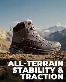 Women's Waterproof Hiking Boots Outdoor Trekking Camping Trail Hiking Ankle Boots Lace-Up Suede Wear-Resistant Shoes - Màu xám đen - Xem 6