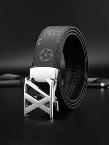 1条男士字母合金自动扣可调节印花腰带，一款适合商务休闲场合的男士轻奢腰带，可作为牛仔裤腰带使用。47英寸长，非常适合日常通勤、派对和办公室穿着，也是送给父亲、男朋友和亲戚的绝佳礼物。 - 彩色 - 查看 15