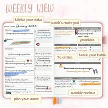 Jubtic Planner Pro Non-Dated Weekly Monthly Agenda Planner - A5 Appointment Book - Lime Green - View 3