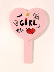 1pc Heart Shaped Lip Print Cartoon Makeup Mirror, Portable Handheld Travel Mirror For Makeup Touch-Ups, Birthday Gift For Family And Female Friends,Cheap,Stocking Stuffers,Makeup,Makeup Tools,Cheap Stuff,Gifts,Gifts For Women,Christmas Gifts