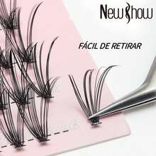 New Show Cílios Postiças Tufo Volume 20P + 30P Misto / 30P + 40P Misto D Curl 9-14mm - Extensão Profissional - Preto - Visão 5