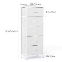 Sweetcrispy 5 Drawer Dresser With Fabric Bins, Sturdy Steel Frame And Wood Top, Storage Organizer Chest For Bedroom, Closet, Hallway, White - trắng - Xem 3