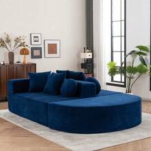 Blau + Chenille + 5 Sitz + Schaumstoff