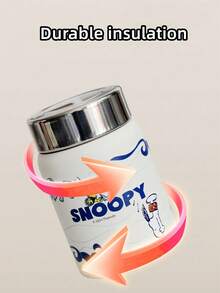 SNOOPY 1 件 280ML 史努比不锈钢真空保温杯，小巧可爱的陶瓷涂层袖珍杯，户外便携式简约水瓶，男女皆宜