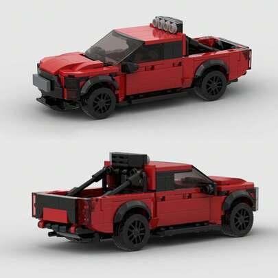 MIKEMENG Schwarz/Rot/Weiß Bauklötzchen LKW Set, Pädagogisches kreatives Spielzeug für Kinder, DIY Automodell Bausatz, City Tech Champion Cup Serie, geeignet als Geburtstags-, Halloween-, Weihnachtsgeschenk sowie für Zuhause Sammlung & Dekoration