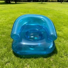 1 pieza Sofá inflable pequeño y transparente para exteriores, silla perezosa inflable para exteriores, asiento inflable portátil y de fácil almacenamiento para campamento de niños, apto para uso en interiores y exteriores - Multicolor - Ver 3