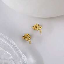 1 Pair Cute Golden Snake & Swallow Stud Earrings, Delicate Snake & Swallow Shaped Earrings, Stainless Steel Waterproof Earrings, Unique Animal Design, Fashionable & Versatile, Gift For Girlfriend Birthday