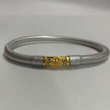 1pc Plastic & Silicone Gold Bangle Bracelet, Hexagram Charm Bracelet Suitable For Women's Daily Wear