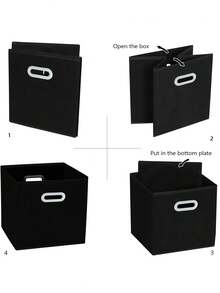 6 Cajas Organizadoras De Tela Plegables Hogar Almacenamiento - Negro - Ver 6