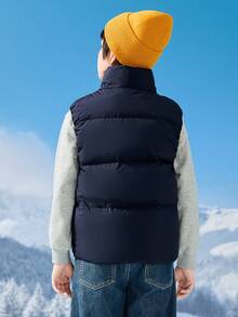 Balabala 男童羽绒背心，2025年冬季商场版，防水保暖户外夹克 - 深藍 - 查看 3