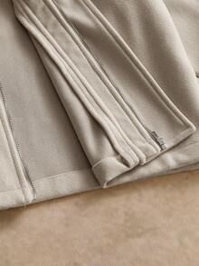 Men's Boxy Casual Turndown Collar Long Sleeve Jacket, Suitable For Autumn/Winter - Khaki - View 5