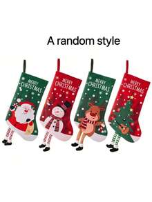 1 pièce - Décoration de fête de Noël Père Noël Bonhomme de neige Renne Petites chaussettes vintage Ornements à suspendre pour sapin de Noël Bas de Noël Sacs cadeaux Sacs à bonbons Fournitures pour célébration des fêtes, Décorations de Noël Décoration de chambre hivernale