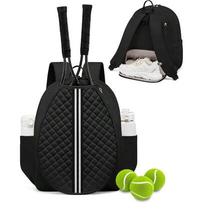 Tennis Bag, Quilted Tennis Sling Crossbody Backpack, Resistant Tennis Racket Bags Women Men, Suitable Pickleball Tennis Badminton