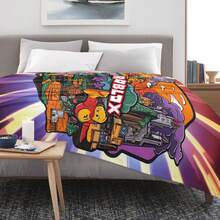 1pc Game Cartoon Print Flannel Blanket, Soft Polyester Fiber Blanket, Suitable For All Seasons, Comfortable Bed Sheets, Sofas, Camping, Travel, Office Essentials, Perfect Holiday Gifts, Couple Gifts, Multiple Sizes To Choose From, Pet Friendly Home Decoration, Party Decoration, Lightweight And Durable Design, Modern Style, Pet Owner's Choice - Multicolor - View 8